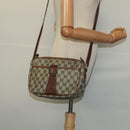 GUCCI GG Supreme Web Sherry Line Schoudertas PVC Leer Beige Goud Auth fm4588-21