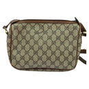 GUCCI GG Supreme Web Sherry Line Schoudertas PVC Leer Beige Goud Auth fm4588-2