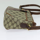 GUCCI GG Supreme Web Sherry Line Schoudertas PVC Leer Beige Goud Auth fm4588-4