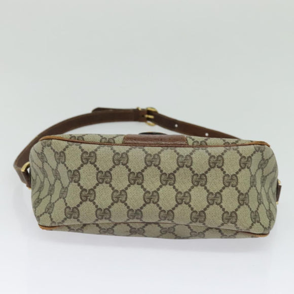 GUCCI GG Supreme Web Sherry Line Shoulder Bag PVC Leather Beige Gold Auth fm4588