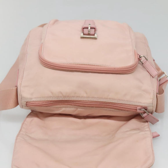 PRADA Shoulder Bag Nylon Pink Silver Auth fm4604