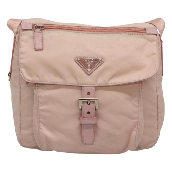 PRADA Shoulder Bag Nylon Pink Silver Auth fm4604