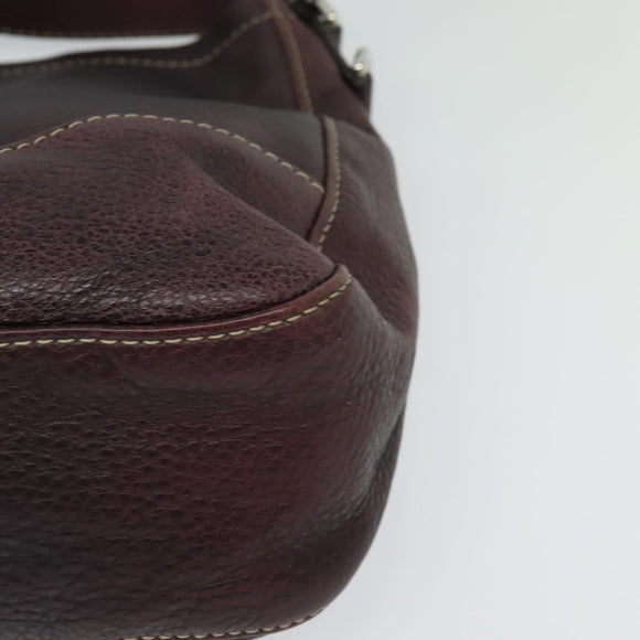 GUCCI Shoulder Bag Leather Wine Red Silver 247400 Auth fm4612