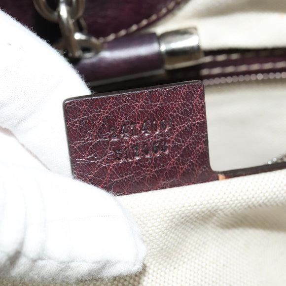 GUCCI Shoulder Bag Leather Wine Red Silver 247400 Auth fm4612