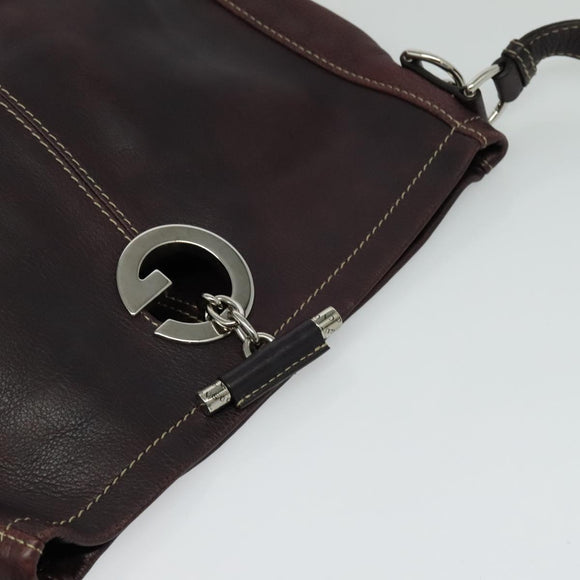 GUCCI Shoulder Bag Leather Wine Red Silver 247400 Auth fm4612