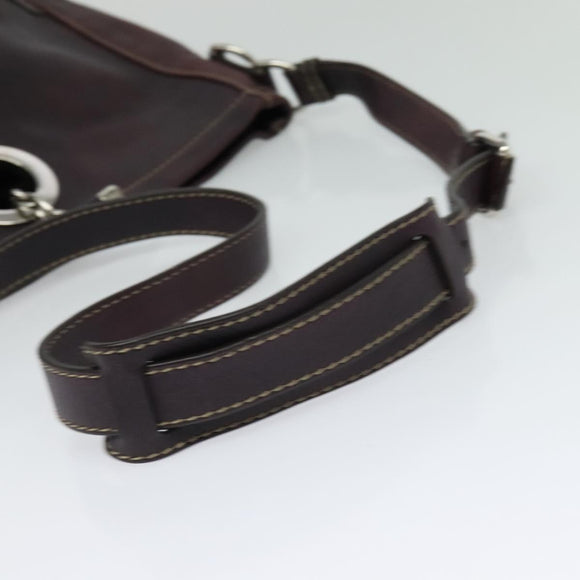 GUCCI Shoulder Bag Leather Wine Red Silver 247400 Auth fm4612