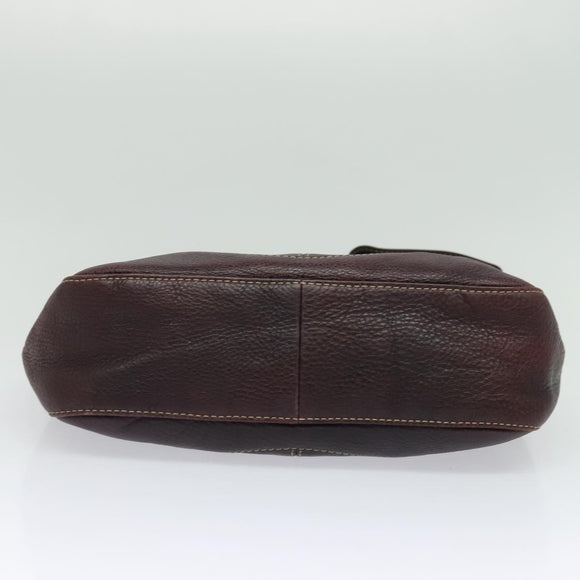 GUCCI Shoulder Bag Leather Wine Red Silver 247400 Auth fm4612