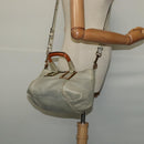 Chloe Etel Hand Bag Leather 2way Gray Gold 01 11 50 Auth fm4614-22