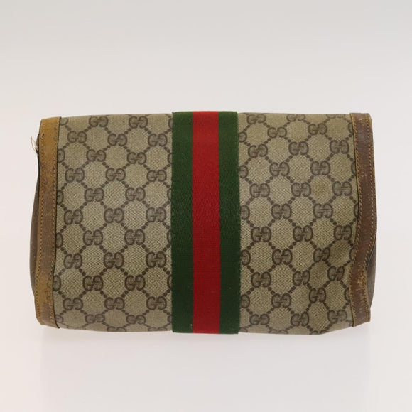 GUCCI GG Canvas Pouch Web Sherry Line Hand Bag 3Set Beige Red Auth fm4632