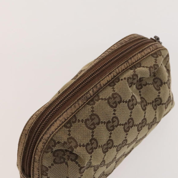 GUCCI GG Canvas Pouch Web Sherry Line Hand Bag 3Set Beige Red Auth fm4632