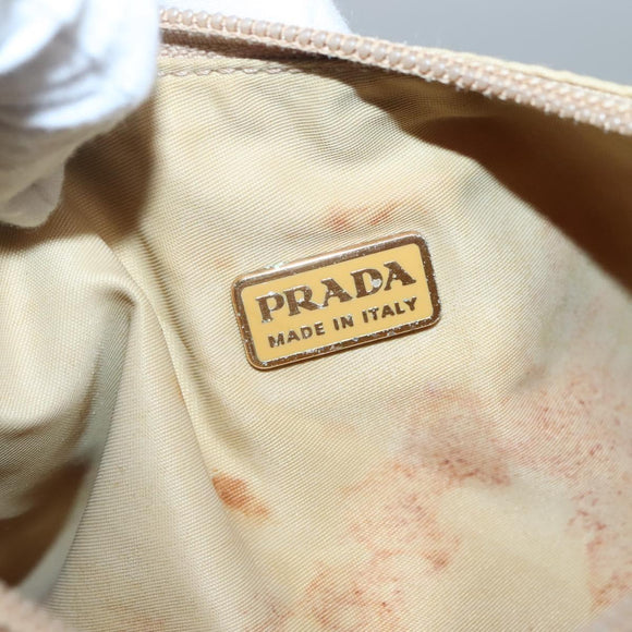 PRADA Accessory Pouch Nylon Beige Auth fm4643