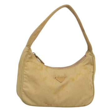 PRADA Accessory Pouch Nylon Beige Auth fm4643