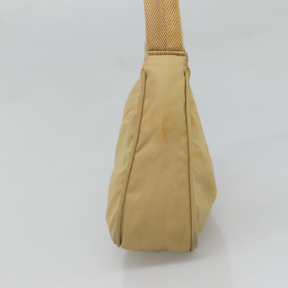 PRADA Accessory Pouch Nylon Beige Auth fm4643