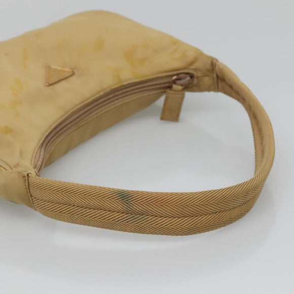 PRADA Accessory Pouch Nylon Beige Auth fm4643