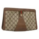 GUCCI GG Supreme Web Sherry Line Clutch Bag PVC Beige Red 89 01 033 Auth fm4647-1
