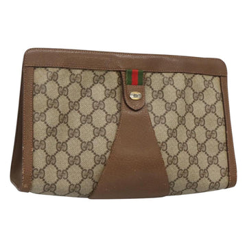 GUCCI GG Supreme Web Sherry Line Clutch Bag PVC Beige Red 89 01 033 Auth fm4647