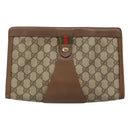 GUCCI GG Supreme Web Sherry Line Clutch Bag PVC Beige Red 89 01 033 Auth fm4647-13