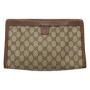 GUCCI GG Supreme Web Sherry Line Clutch Bag PVC Beige Red 89 01 033 Auth fm4647-2