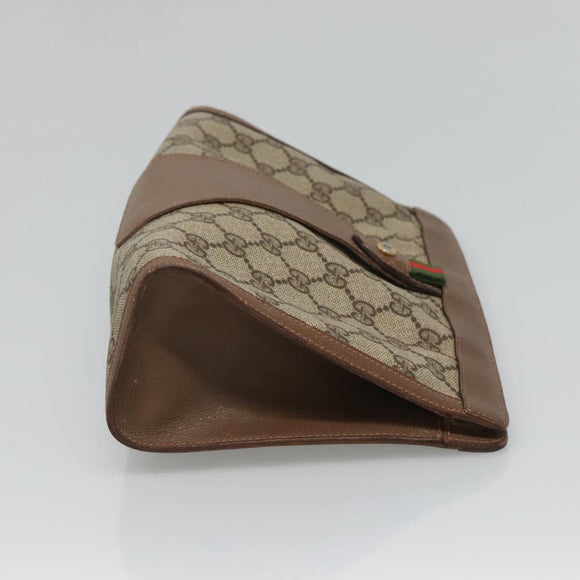 GUCCI GG Supreme Web Sherry Line Clutch Bag PVC Beige Red 89 01 033 Auth fm4647