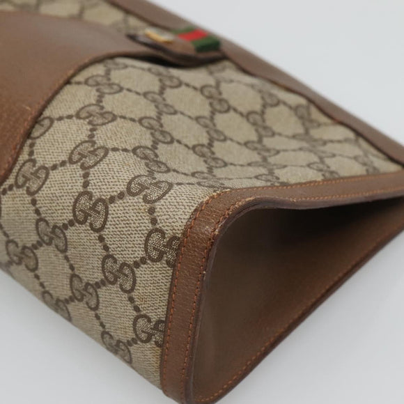 GUCCI GG Supreme Web Sherry Line Clutch Bag PVC Beige Red 89 01 033 Auth fm4647