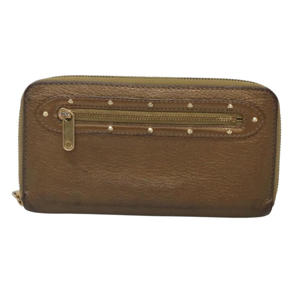 LOUIS VUITTON Suhari Zippy Wallet Leather Bronze M95701 LV Auth fm4650