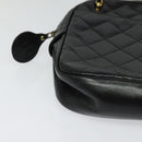 CHANEL Matelasse Chain Shoulder Bag Lamb Skin Black Gold CC Auth fm4668-8