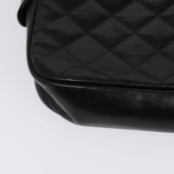 CHANEL Matelasse Chain Shoulder Bag Lamb Skin Black Gold CC Auth fm4668