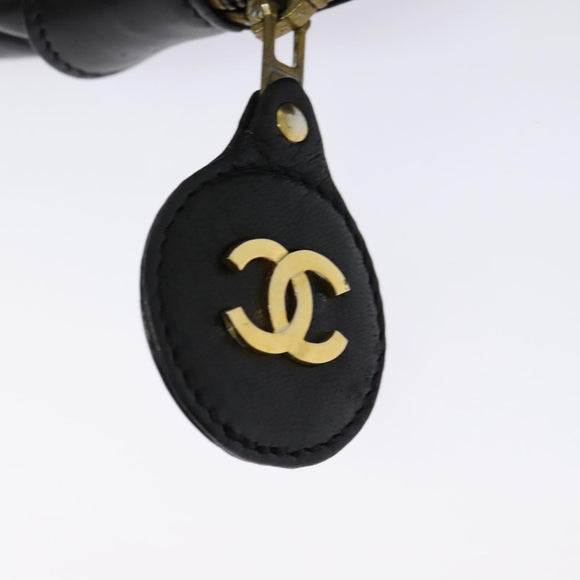 CHANEL Matelasse Chain Shoulder Bag Lamb Skin Black Gold CC Auth fm4668