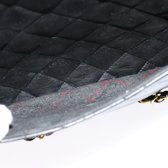 CHANEL Matelasse Chain Shoulder Bag Lamb Skin Black Gold CC Auth fm4668