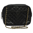 CHANEL Matelasse Chain Shoulder Bag Lamb Skin Black Gold CC Auth fm4668-1