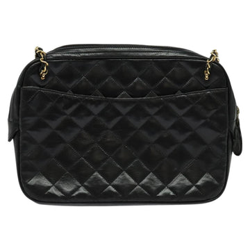 CHANEL Matelasse Chain Shoulder Bag Lamb Skin Black Gold CC Auth fm4668 - 0