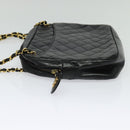 CHANEL Matelasse Chain Shoulder Bag Lamb Skin Black Gold CC Auth fm4668-3