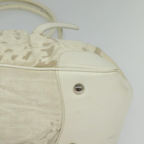 PRADA Shoulder Bag Canvas Silver White Auth fm4672