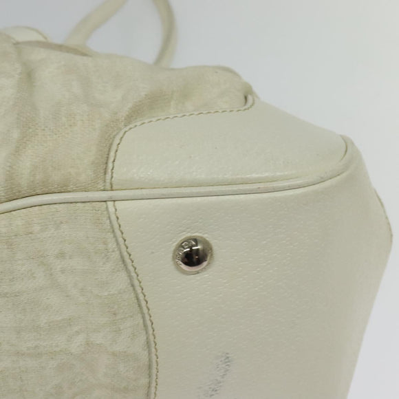 PRADA Shoulder Bag Canvas Silver White Auth fm4672