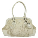 PRADA Shoulder Bag Canvas Silver White Auth fm4672-13