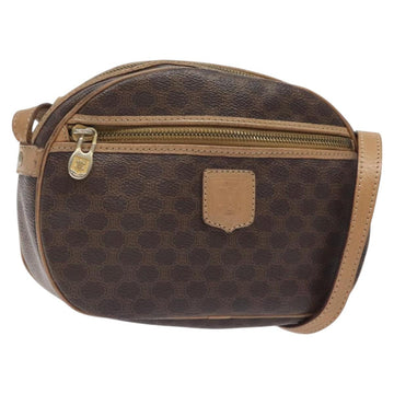 CELINE Macadam Canvas Shoulder Bag PVC Leather Brown Gold Auth fm4682