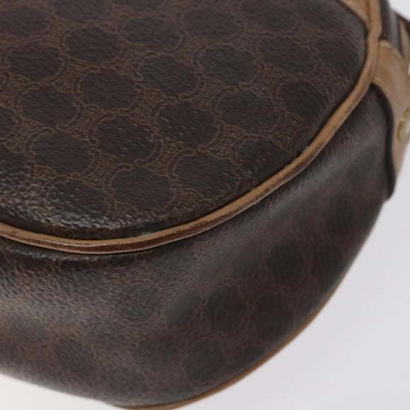 CELINE Macadam Canvas Shoulder Bag PVC Leather Brown Gold Auth fm4682