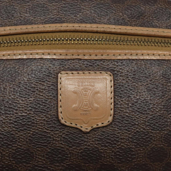 CELINE Macadam Canvas Shoulder Bag PVC Leather Brown Gold Auth fm4682