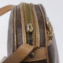 CELINE Macadam Canvas Shoulder Bag PVC Leather Brown Gold Auth fm4682-9