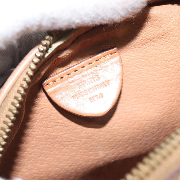 CELINE Macadam Canvas Shoulder Bag PVC Leather Brown Gold Auth fm4682