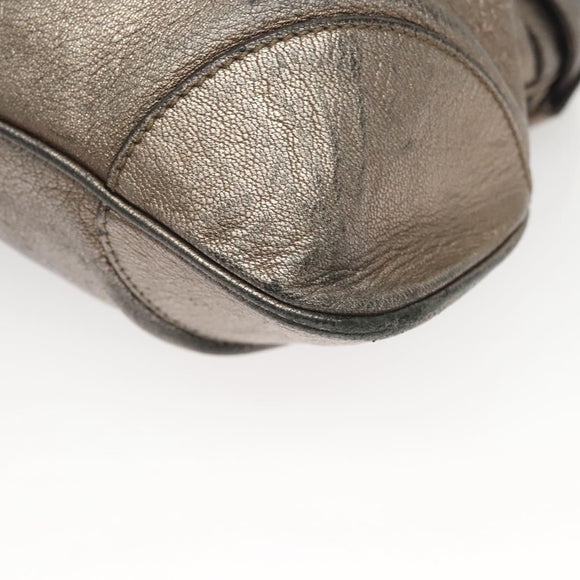 Salvatore Ferragamo Gancini Marissa Shoulder Bag Leather Silver Auth fm4685