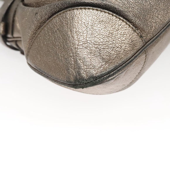 Salvatore Ferragamo Gancini Marissa Shoulder Bag Leather Silver Auth fm4685