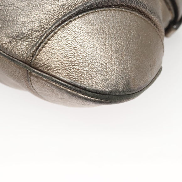 Salvatore Ferragamo Gancini Marissa Shoulder Bag Leather Silver Auth fm4685