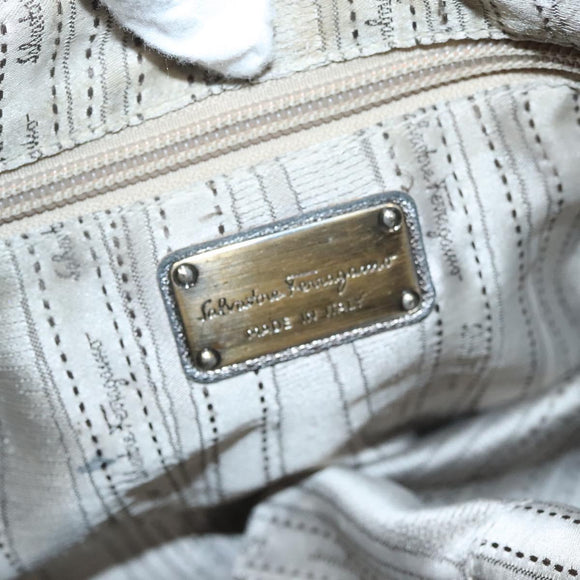 Salvatore Ferragamo Gancini Marissa Shoulder Bag Leather Silver Auth fm4685