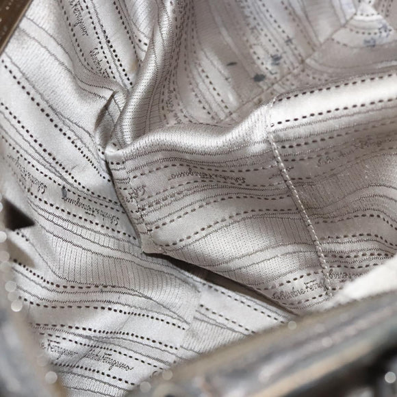 Salvatore Ferragamo Gancini Marissa Shoulder Bag Leather Silver Auth fm4685