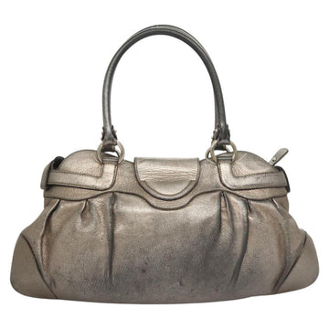 Salvatore Ferragamo Gancini Marissa Shoulder Bag Leather Silver Auth fm4685 - 0