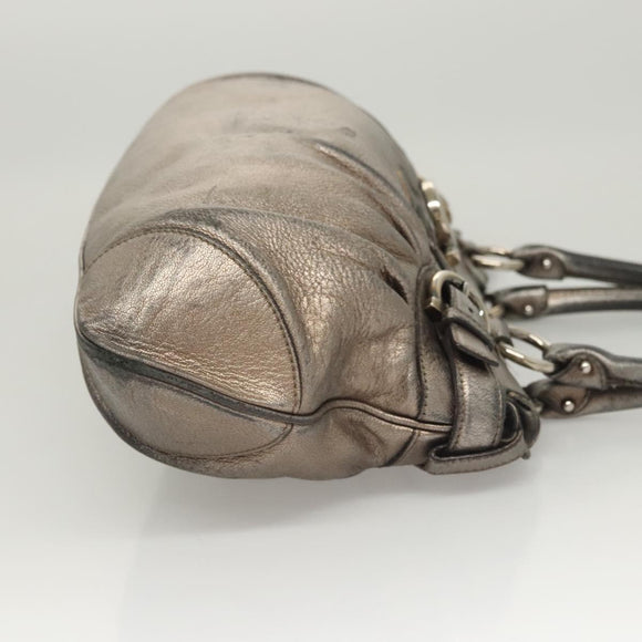 Salvatore Ferragamo Gancini Marissa Shoulder Bag Leather Silver Auth fm4685