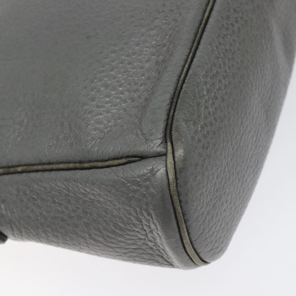 Christian Dior Shoulder Bag Leather Gray Gold Auth fm4687