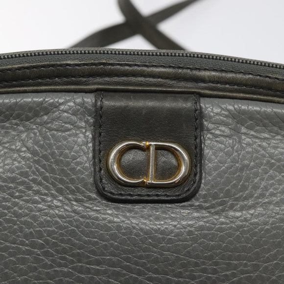 Christian Dior Shoulder Bag Leather Gray Gold Auth fm4687
