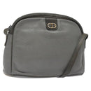Christian Dior Shoulder Bag Leather Gray Gold Auth fm4687-1